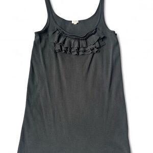 J. Crew Black Ruffled Sleeveless Tank Top